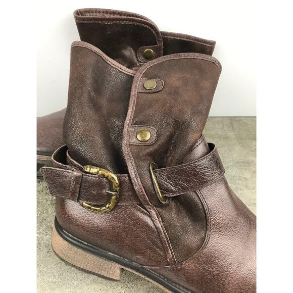 BareTraps Shakira Motostyle Boots Womens 9 Brown Leather Fur Lined - Picture 10 of 10